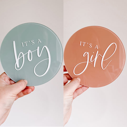 Surprise Gender Reveal Birth Announcement | DOUBLE-SIDED | Multiple Text, Colour + Pattern Options