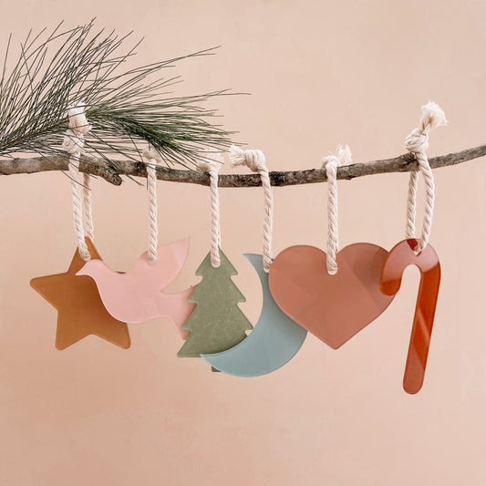 VOLLFARBIGE / SCHLICHTE WEIHNACHTSORNAMENTE | 6er-Set | Mehrere Farboptionen