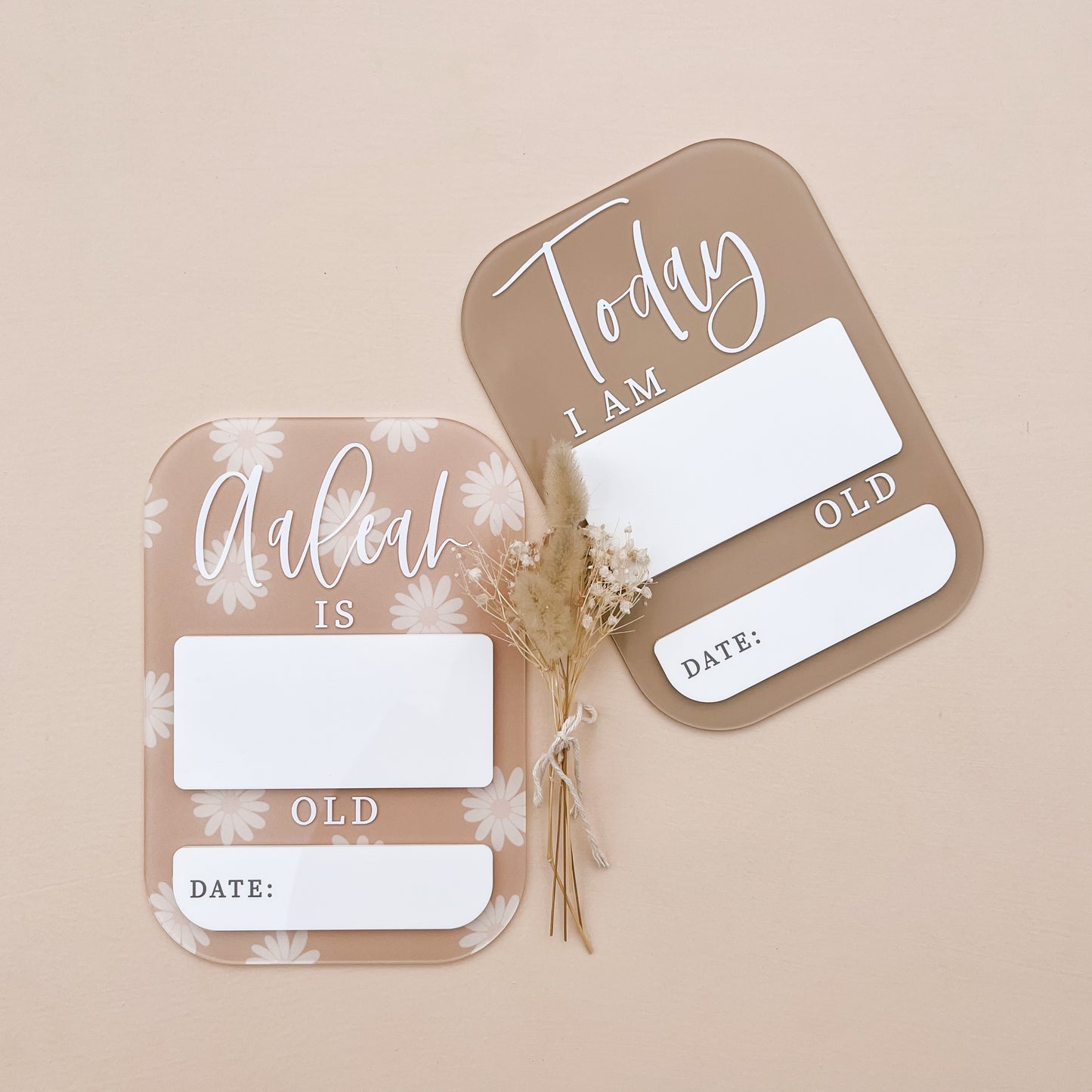 WRITABLE Milestone Plaque | AGE | Various Pattern & Colour Options + FREE Whiteboard Marker