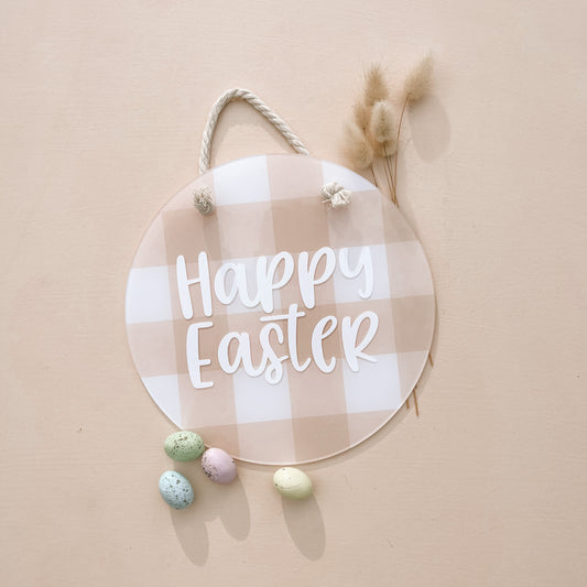 'HAPPY EASTER' Hanging Plaque | Multiple Colour + Pattern Choices