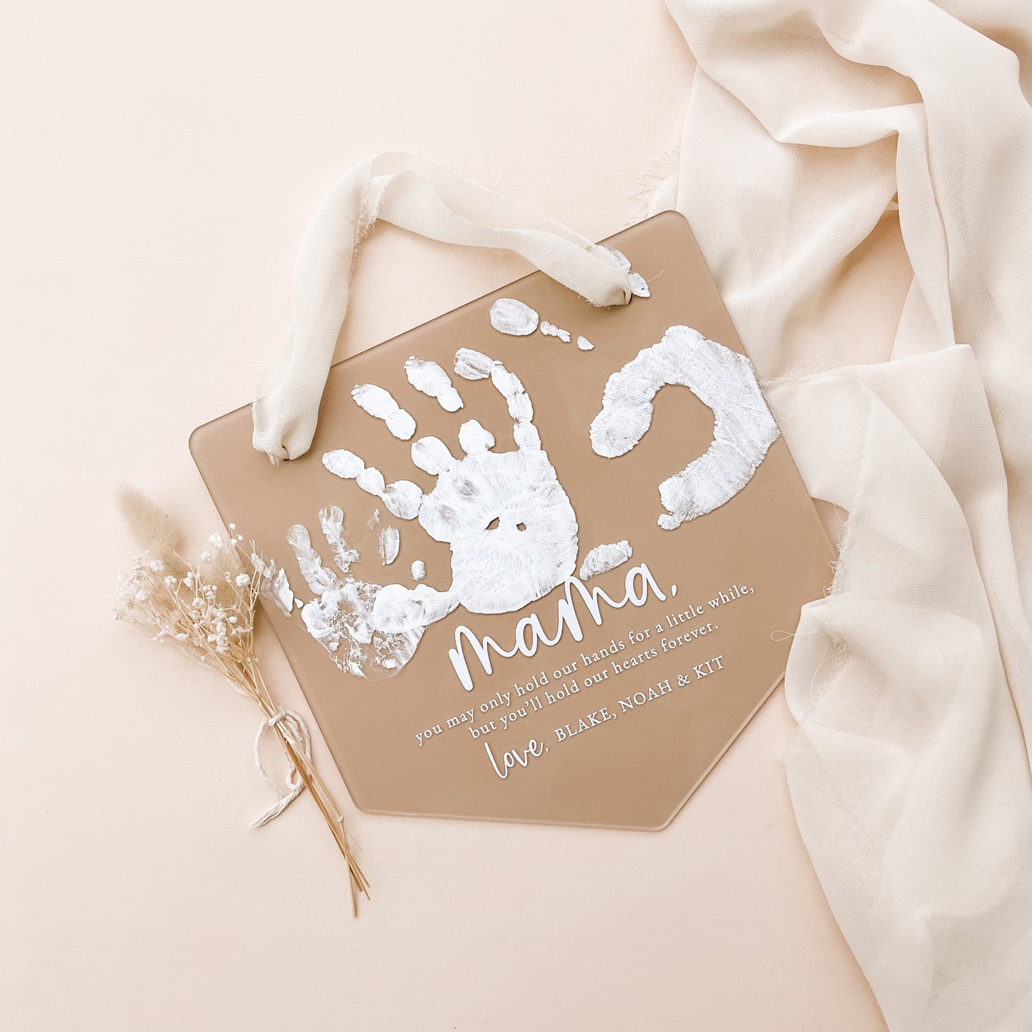 'Hold My/Our Hand/s' Handprint Hanging Banner Plaque | Multiple Colour & Pattern Choices