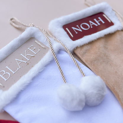 VELVET CHRISTMAS STOCKING | PERSONALISED | 3 Stocking + Multiple Name Colours