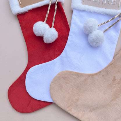 VELVET CHRISTMAS STOCKING | PERSONALISED | 3 Stocking + Multiple Name Colours