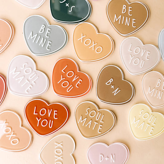 Candy / Conversation Hearts Magnets | Set of 5 | PERSONALISED | 4 Colourway Choices