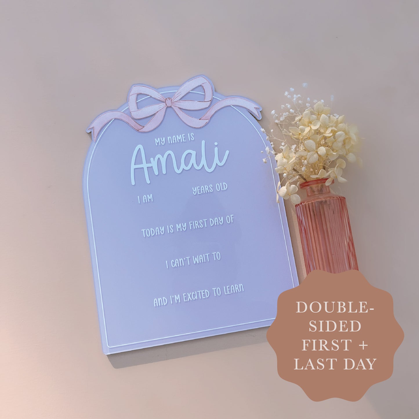 SCHOOL MILESTONE BOARD - BOW | Double-Sided First & Last Day | Multiple Colour + Pattern Options