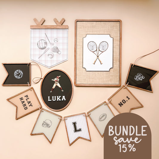 BUNDLE - Vintage Sports Decor Set | Personalised