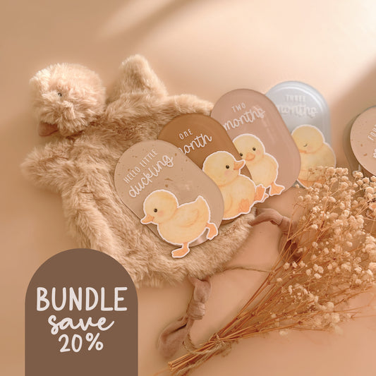 BUNDLE - Duckling Milestone Plaque Set + Quacks Duckling Comforter