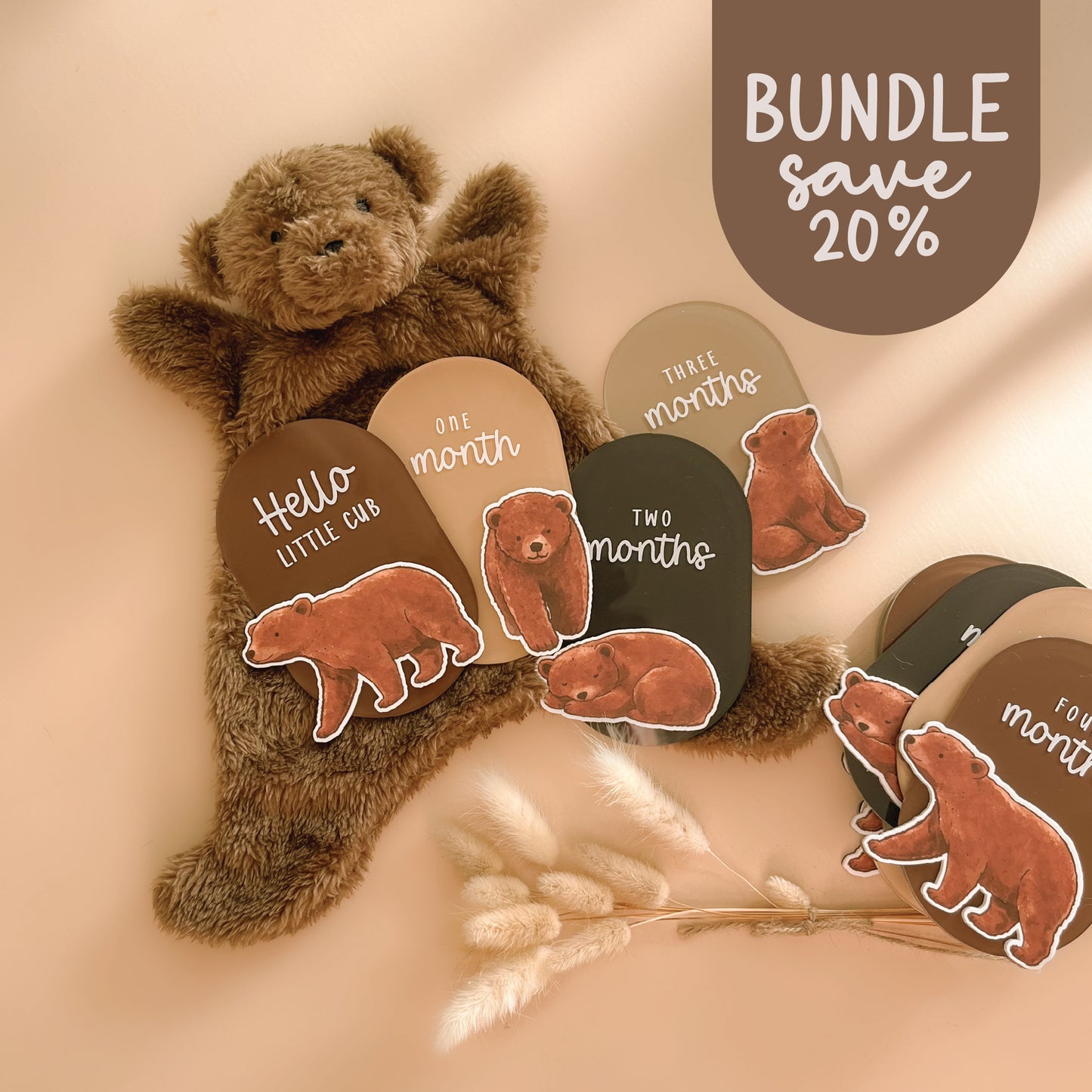 BUNDLE - Bear Baby Milestone Plaque Set & Little Ted Comforter