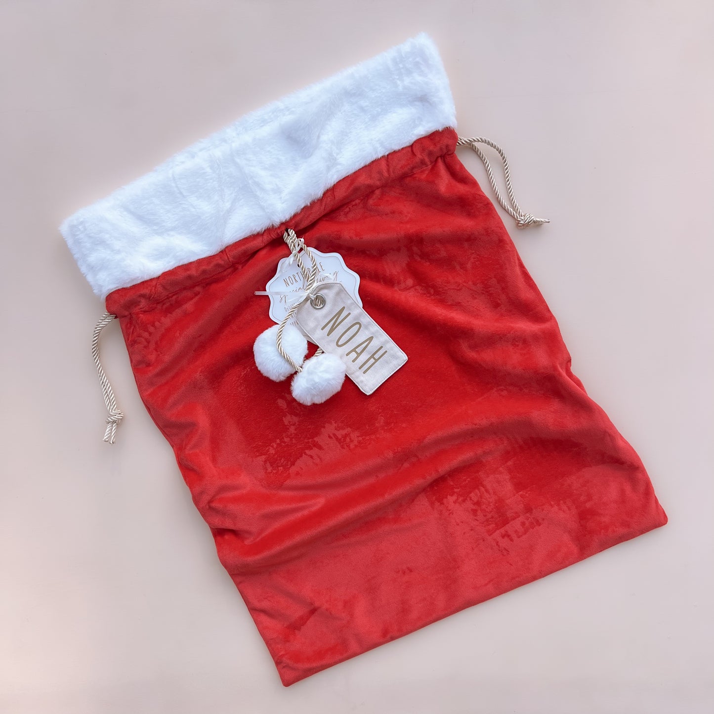 VELVET CHRISTMAS SANTA SACK With Personalised Tag Set | 3 Sack + Multiple Tag Colours