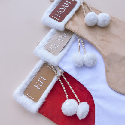 VELVET CHRISTMAS STOCKING | PERSONALISED | 3 Stocking + Multiple Name Colours