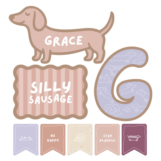 BUNDLE - Girls Silly Sausage Dachshund Decor Set | Personalised