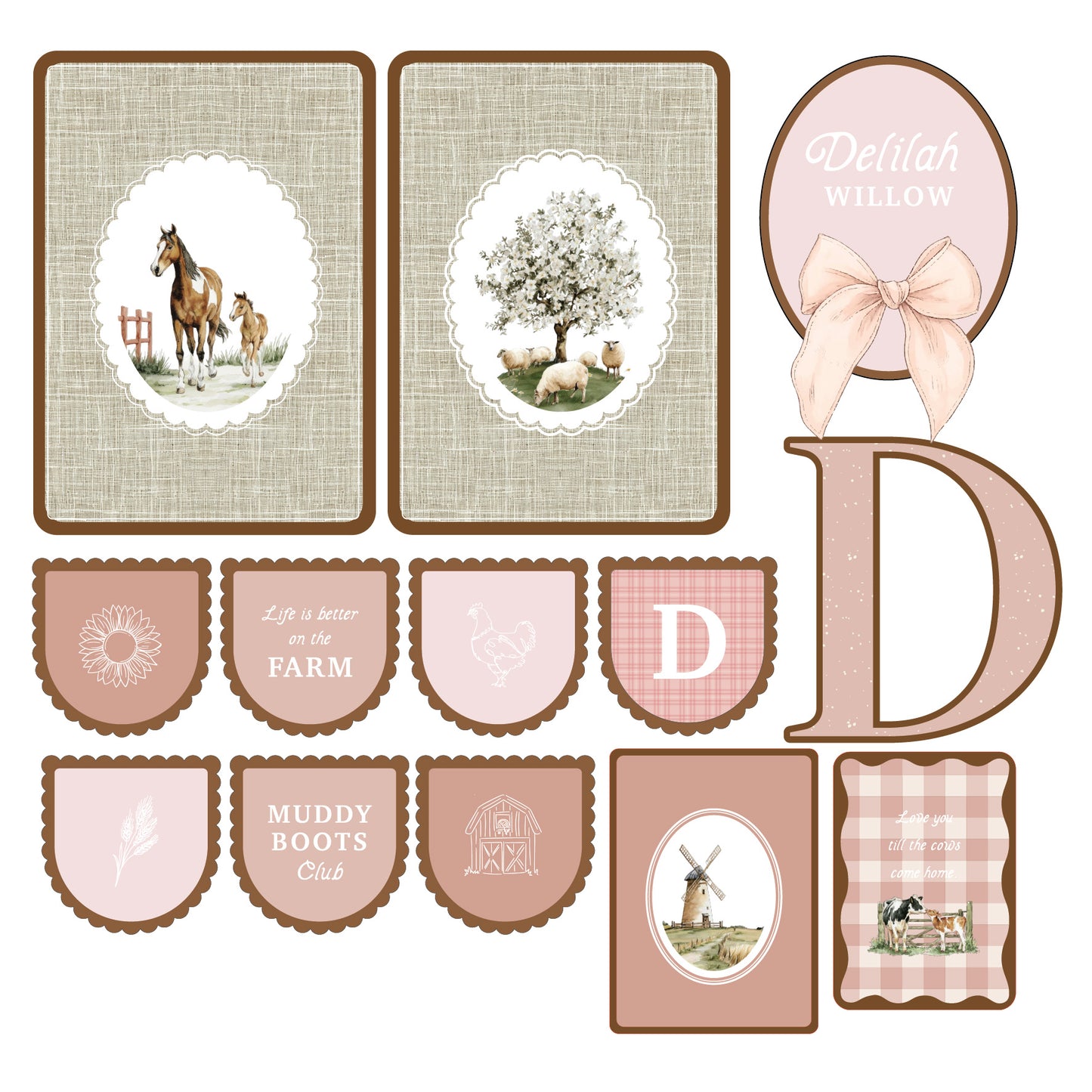 BUNDLE - Girls Farm-Themed Decor Set | Personalised