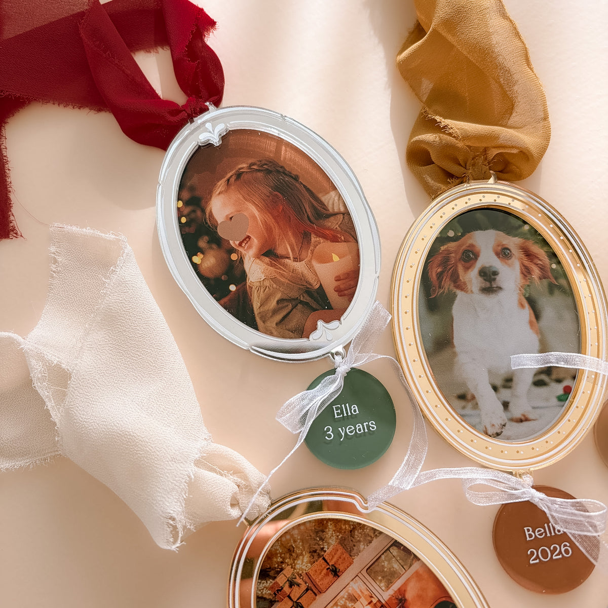 Gezackter Vintage-Bilder-Weihnachtsanhänger | Mehrere Anpassungsmöglichkeiten