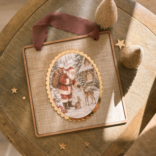 Gezackter Vintage-Bilder-Weihnachtsanhänger | Mehrere Anpassungsmöglichkeiten