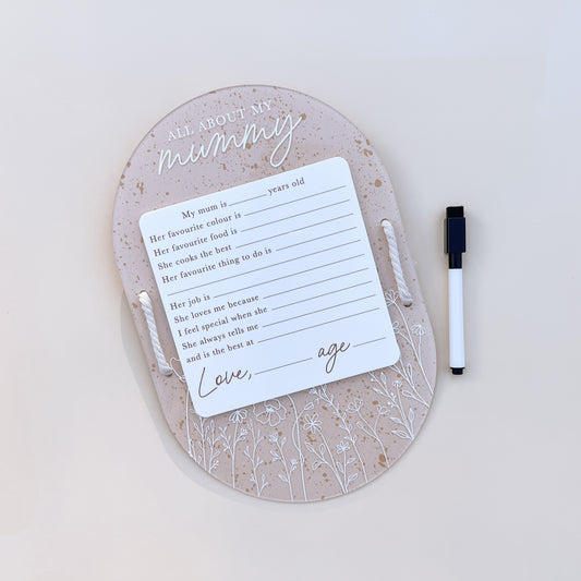 ABOUT MY MUM | Reusable Board | + FREE Removable Marker | Multiple Colour Options