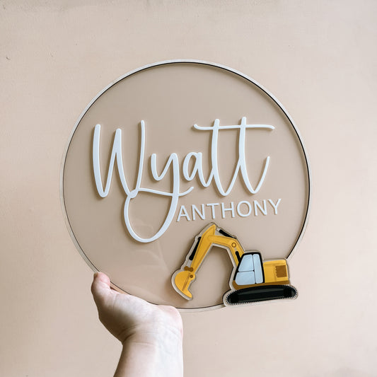 Digger Name Plaque | PERSONALISED | 2 SIZES | Multiple Colour Options