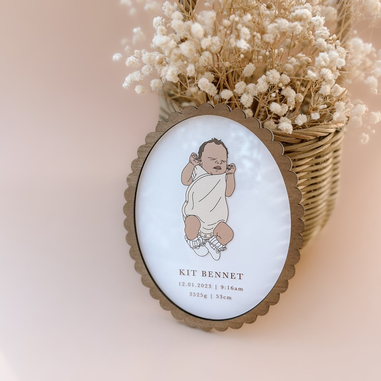 Vintage-Style Hand-Drawn Baby Details Plaque | Multiple Customisation Options