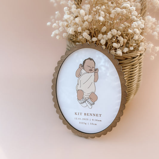Vintage-Style Hand-Drawn Baby Details Plaque | Multiple Customisation Options