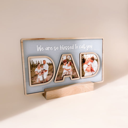 Father's Day Letters Photo Frame + Stand | Multiple Customisation Options