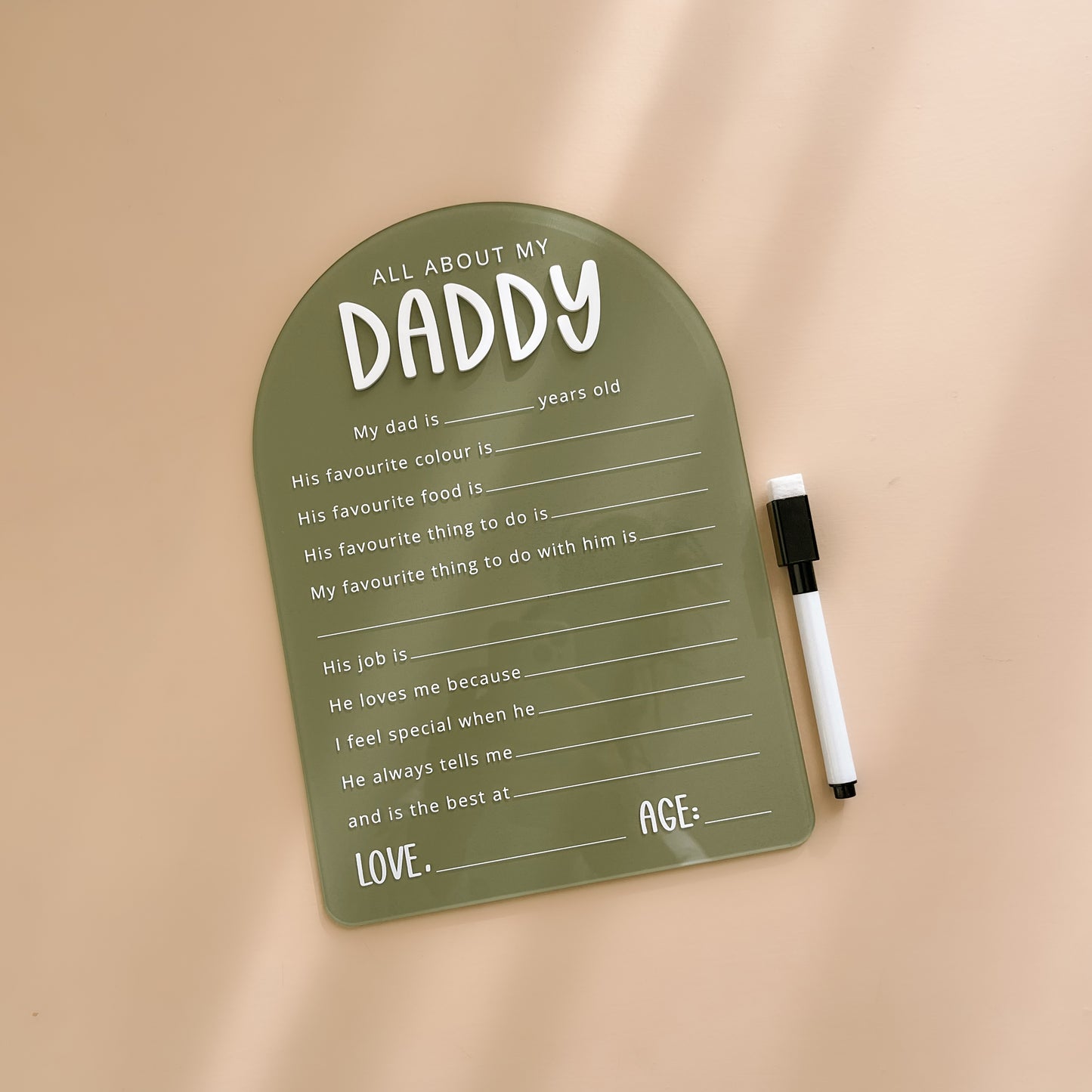 ABOUT MY DAD BOARD | Reusable | + FREE Removable Marker | Multiple Customisation Options