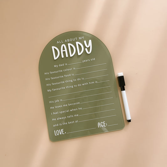 ABOUT MY DAD BOARD | Reusable | + FREE Removable Marker | Multiple Customisation Options