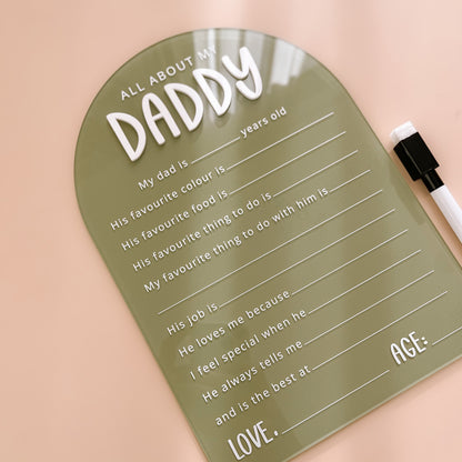 ABOUT MY DAD BOARD | Reusable | + FREE Removable Marker | Multiple Customisation Options