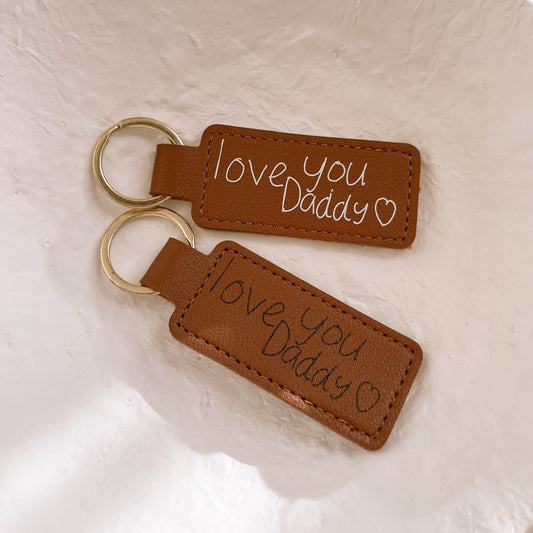Vegan Leather Keychain | Personalised w/ Your Child's Handwriting/Drawing