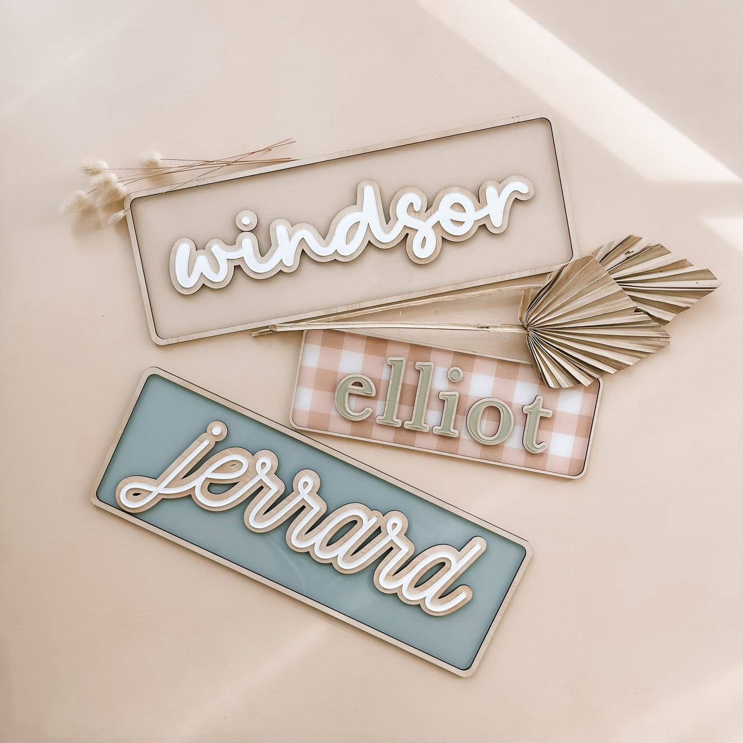 Layered Name Wall Plaque | 2 SIZES | Multiple Colour + Pattern Options