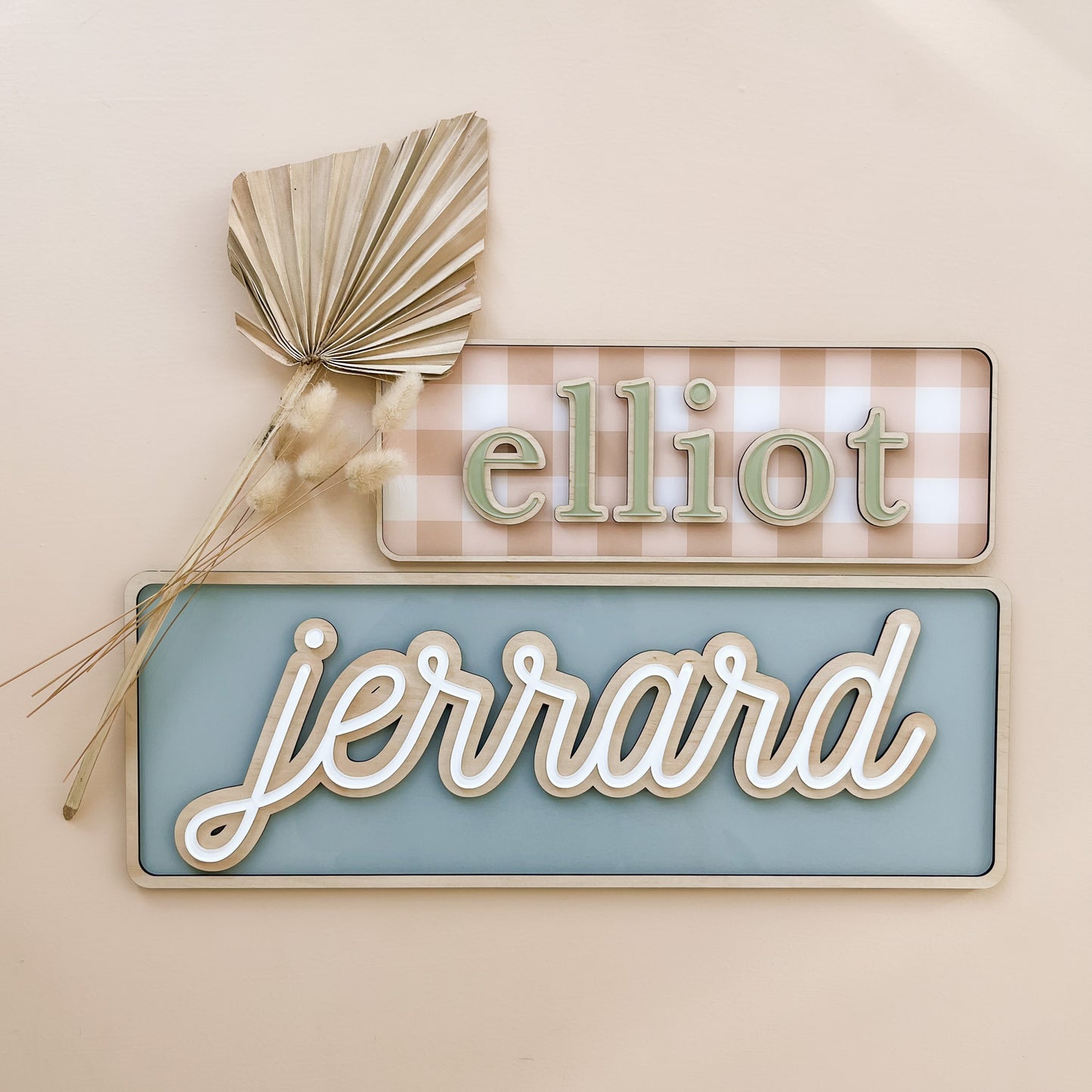 Layered Name Wall Plaque | 2 SIZES | Multiple Colour + Pattern Options