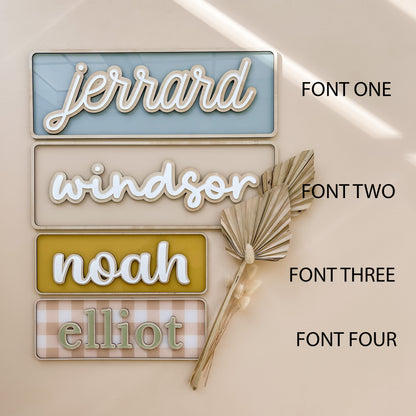 Layered Name Wall Plaque | 2 SIZES | Multiple Colour + Pattern Options