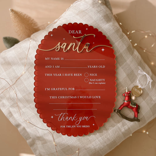 Dear Santa Reusable Letter Board | Multiple Colour & Pattern Options