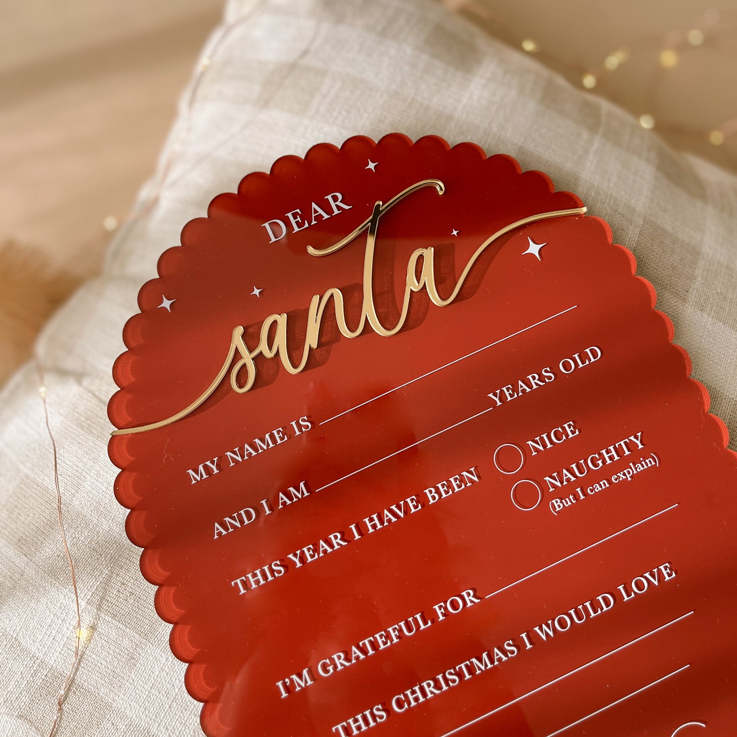 Dear Santa Reusable Letter Board | Multiple Colour & Pattern Options