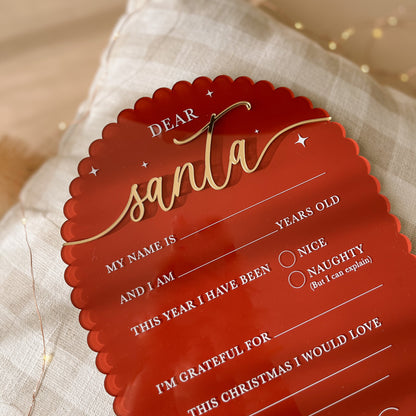 Dear Santa Reusable Letter Board | Multiple Colour & Pattern Options