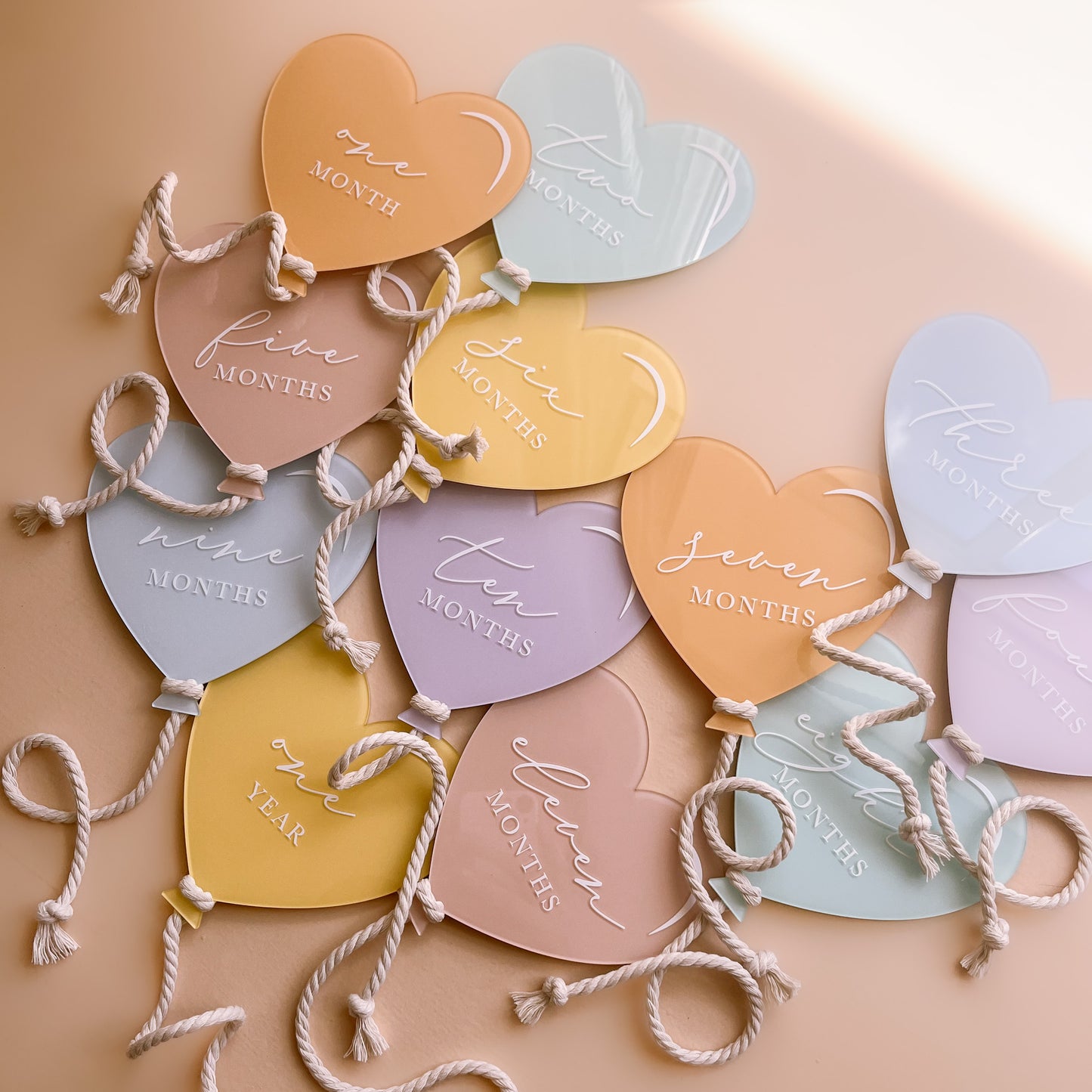 HEART Balloon Baby Milestone Set | Multiple Colour + Pattern Options