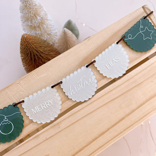Personalised Mini Christmas Bunting | Multiple Colour & Pattern Options