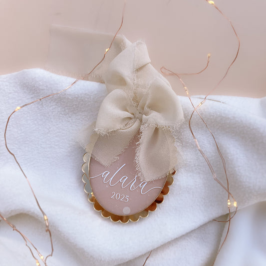 Scalloped Vintage Bow Christmas Ornament | Multiple Customisation Options