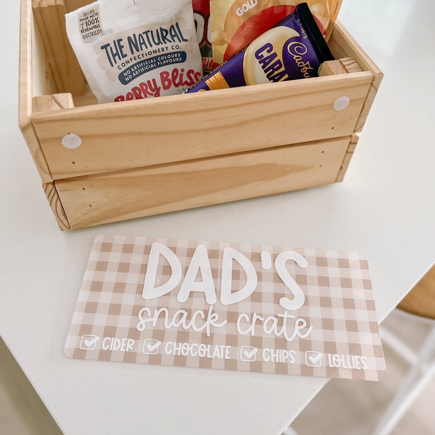 SNACK CRATE FRONT PLAQUE | Personalised | Attach To Crate - Purchase Separately | Multiple Colour & Style Options