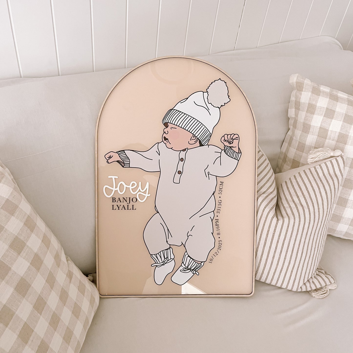 1:1 SCALE HAND DRAWN NEWBORN BABY PLAQUE | Personalised - Based On Your Photo | Multiple Colour Choices