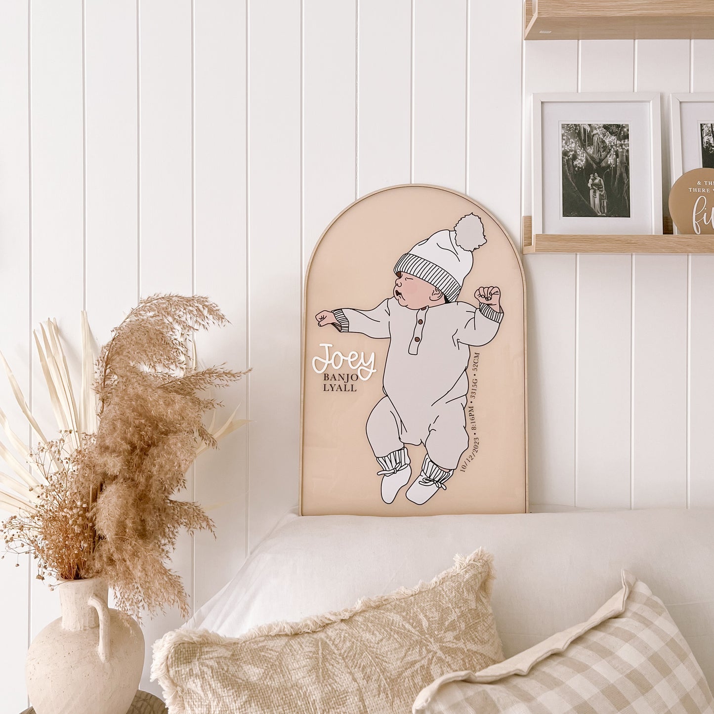 1:1 SCALE HAND DRAWN NEWBORN BABY PLAQUE | Personalised - Based On Your Photo | Multiple Colour Choices