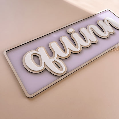 Layered Name Wall Plaque | 2 SIZES | Multiple Colour + Pattern Options
