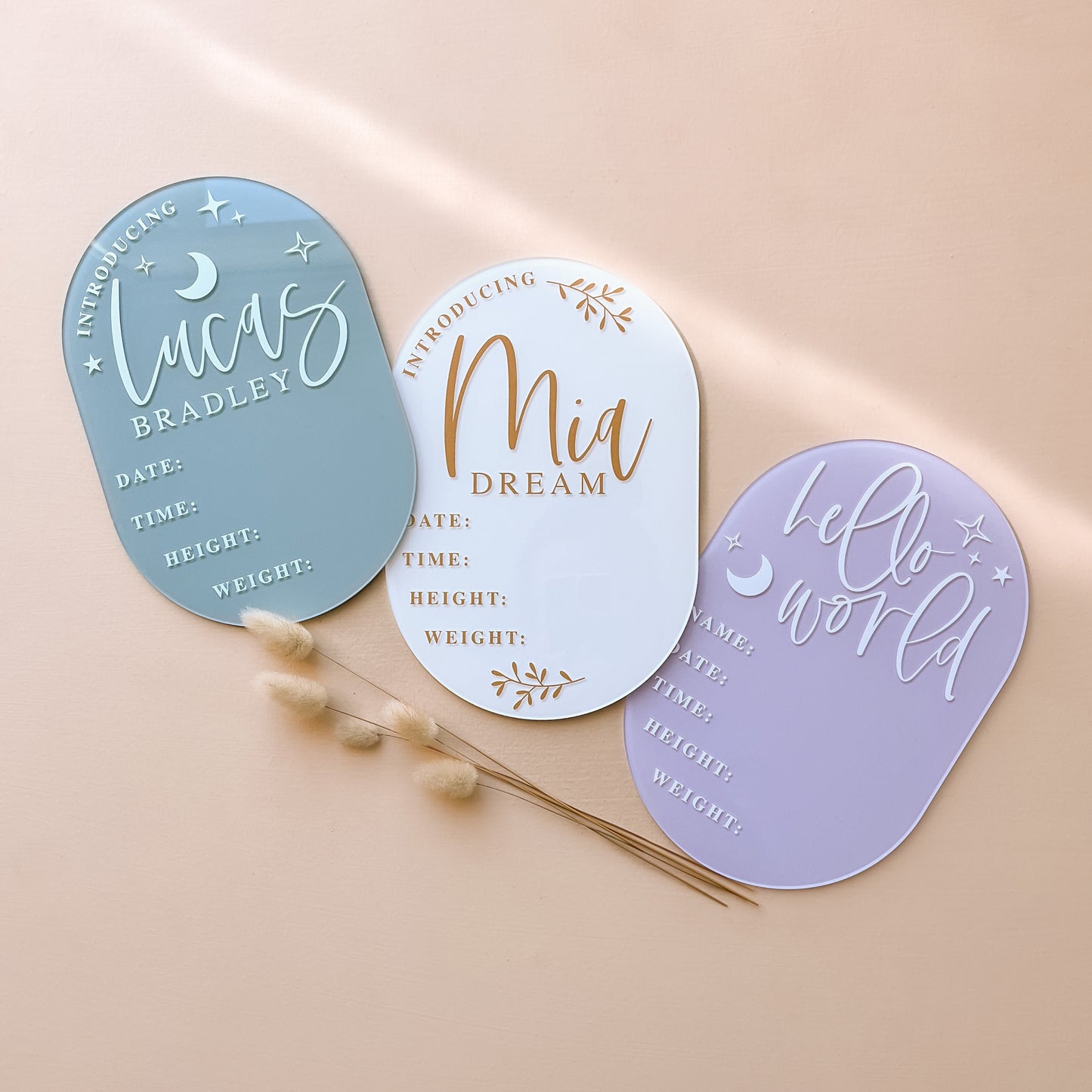 Details Birth Announcement | OVAL | Multiple Colour + Pattern Options