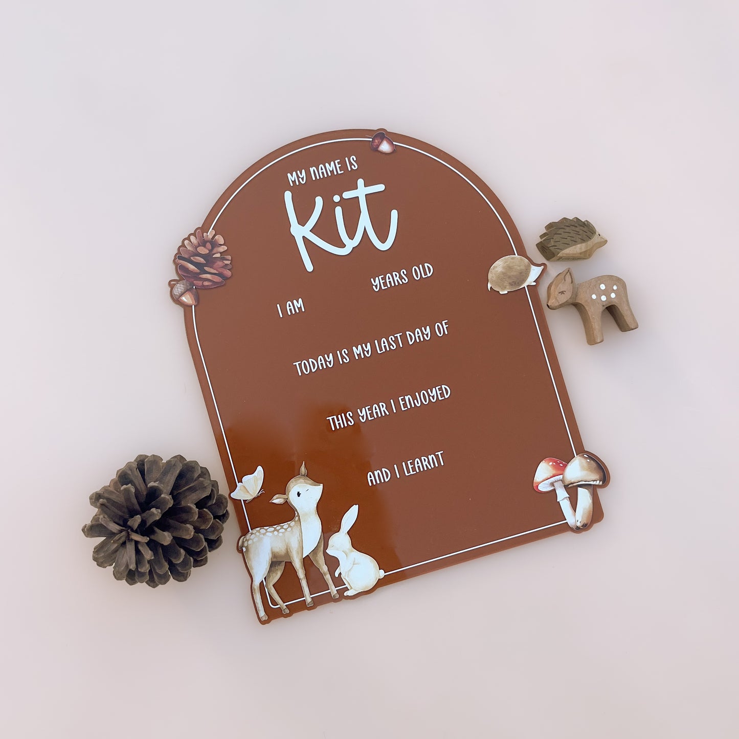 SCHOOL MILESTONE BOARD - WOODLAND | Double-Sided First & Last Day | Multiple Colour + Pattern Options