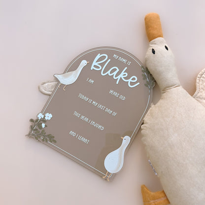 SCHOOL MILESTONE BOARD - GOOSE | Double-Sided First & Last Day | Multiple Colour + Pattern Options