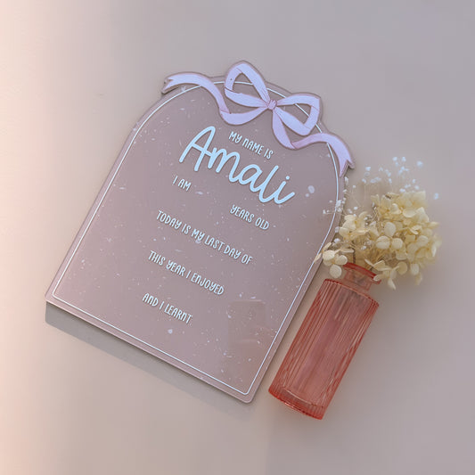 SCHOOL MILESTONE BOARD - BOW | Double-Sided First & Last Day | Multiple Colour + Pattern Options