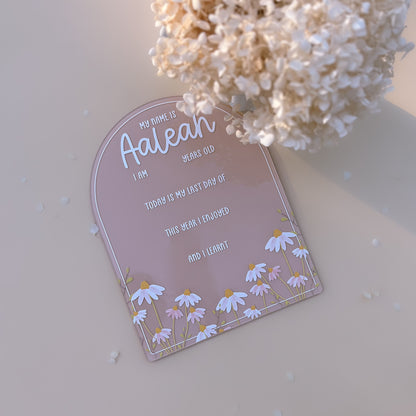 SCHOOL MILESTONE BOARD - FLOWERS | Double-Sided First & Last Day | Multiple Colour + Pattern Options