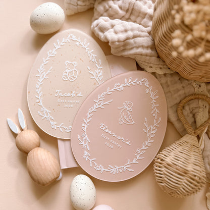 Baby's First Easter Plaque - Whimsy Leaves | Personalised | Multiple Pattern & Colour Options