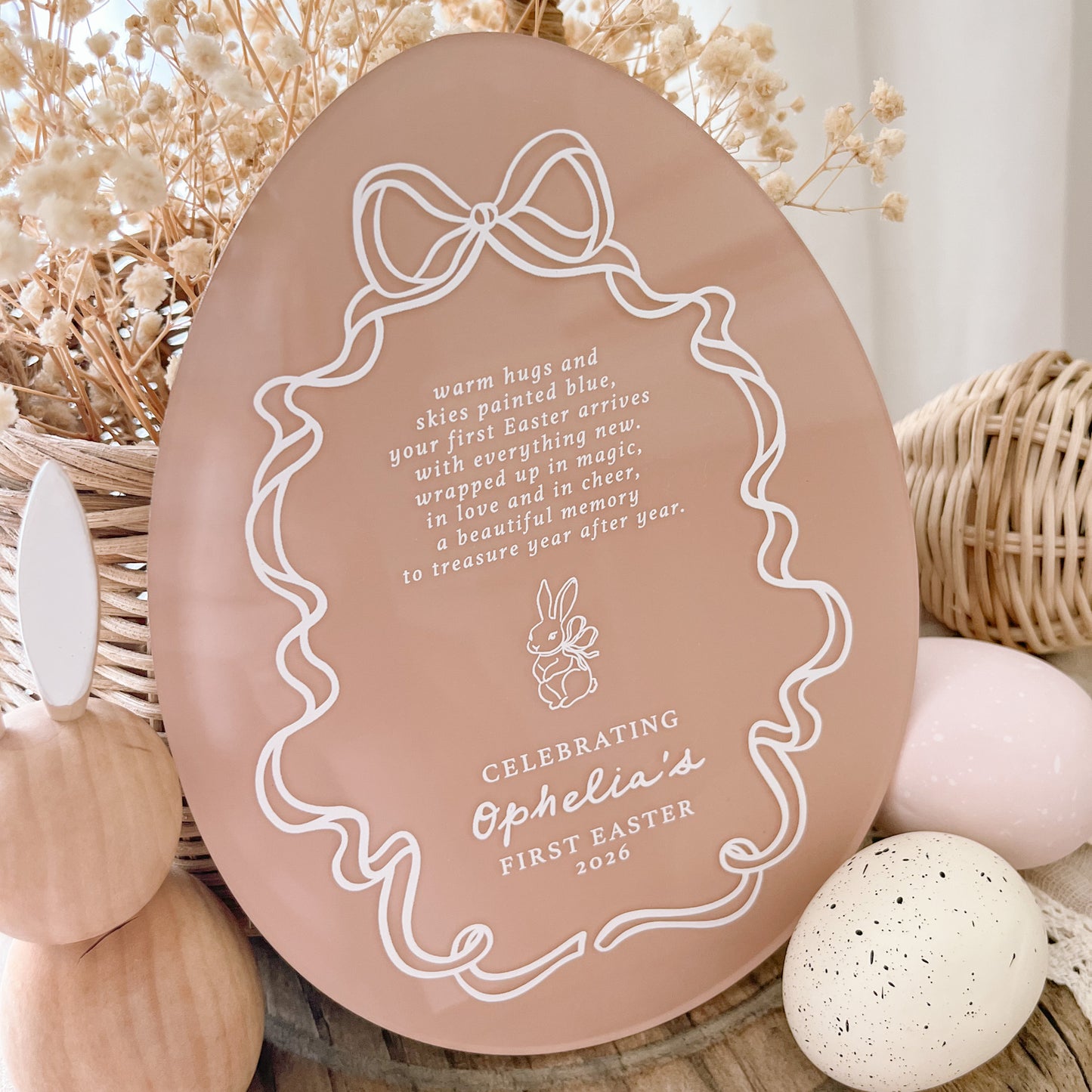 Baby's First Easter Plaque - Whimsy Bow | Personalised | Multiple Pattern & Colour Options