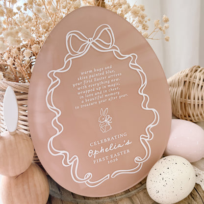 Baby's First Easter Plaque - Whimsy Bow | Personalised | Multiple Pattern & Colour Options