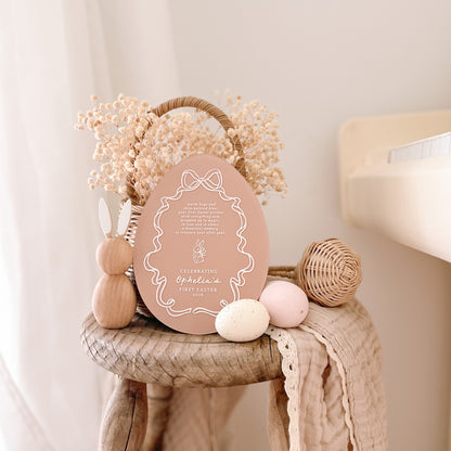 Baby's First Easter Plaque - Whimsy Bow | Personalised | Multiple Pattern & Colour Options