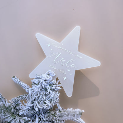 MEMORIAL STAR TREE TOPPER | Personalised | Multiple Colour & Pattern Choices